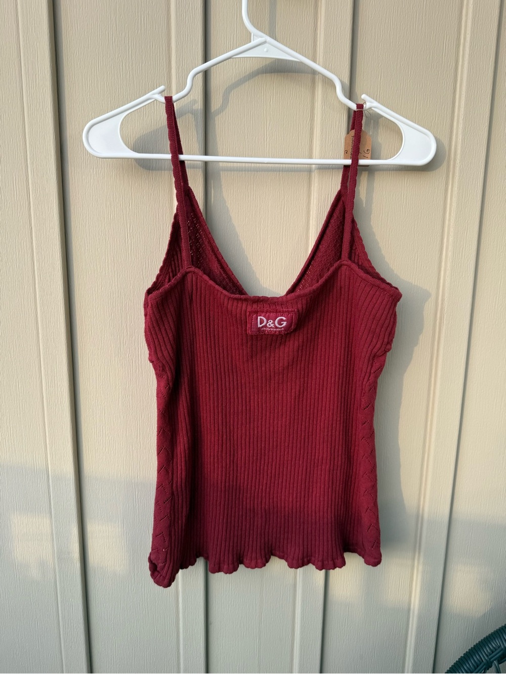 D&G Cotton Red Knit Pointelle Cami Tank Top Vintage 90s - Picture 2 of 7